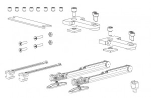 TERNO Vetro 40 Drag fittings set for middle glass door 80kg with shock absorber
