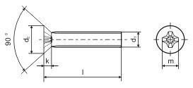 Countersunk head screw zinc white M4x25