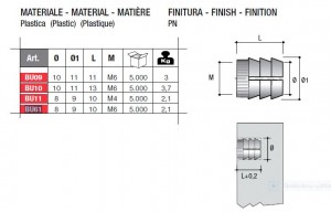 Plastic dowel BU61 M6/10mm