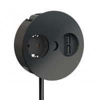 BACHMANN 931.131 Twist, 1x 230V + 1x USB-A/A, black matt (RAL 9005), SCHUKO