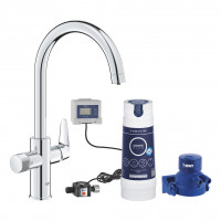 GROHE 30555000 Lever tap BauCurve Duo Blue Pure start kit, chrome