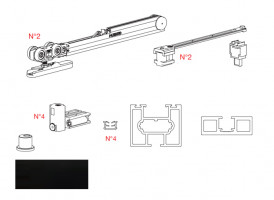 TERNO Universal Eclettica set for sliding doors 2600x1200mm,silencer,black anod.