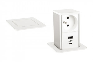 StrongPower PowerUp socket, 1x230V, USB A/C charging, White, Fr
