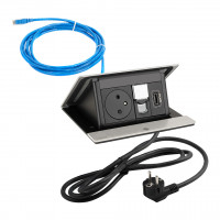 LEGRAND PopUp, 1x 230V, 1x RJ45, 1x HDMI, brushed aluminum