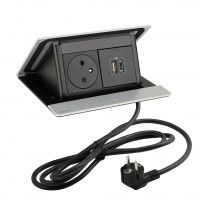 LEGRAND PopUp, 1x 230V, 1x USB A/C charger, anodized aluminum