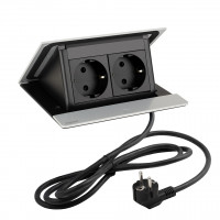 LEGRAND PopUp, 2x230V, anodized aluminum, SCHUKO