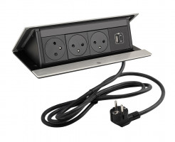 LEGRAND PopUp, 3x230V, 1x USB A/C, brushed aluminum