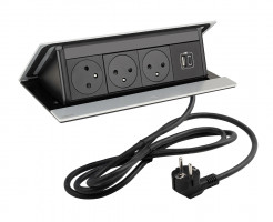 LEGRAND PopUp, 3x230V, 1x USB A/C, anodized aluminum
