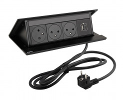 LEGRAND PopUp, 3x230V, 1x USB A/C, black matt