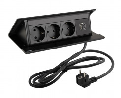 LEGRAND PopUp, 3x230V, 1x USB A/C, black matt, SCHUKO
