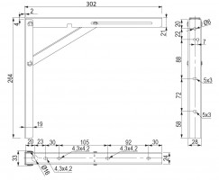 Folding bracket 300mm galvanized