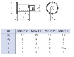 Furniture connecting nut M6x12mm zinc white flat head 17mm