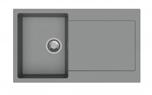 StrongSinks S3 Sink granite ZALA 860, dim. 860x500 mm, with draining board, gray