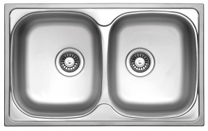 StrongSinks S1 double-sink Welland polished stainless steel 780x480, top inst.