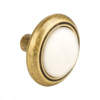 TULIP Knob Gipa antique brass/porcelain white + screws