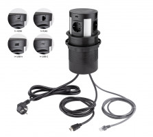 StrongPower El. pull-out socket,4x230V,1xRJ45,1xUSBA/C,HDMI,wirel.charger,schuko