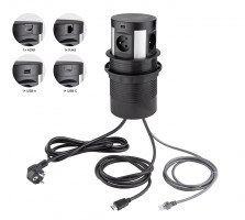 StrongPower El. pull-out socket,4x230V,1xRJ45,1x USB A/C,1xHDMI,wirel.charger,FR