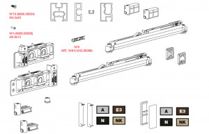 TERNO Diva Fluid Frame set for frame doors 80kg 1200/2600 silver brushed