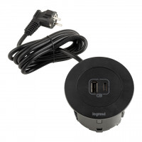 LEGRAND Disq60 1x USB A/C charger, black + 2m power cable