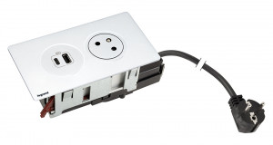 K- LEGRAND Disq´In 1x 230V + 1x USB A/C, bílá/bílá