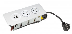 K- LEGRAND Disq'In 2x 230V + 1x USB A/C, white/white