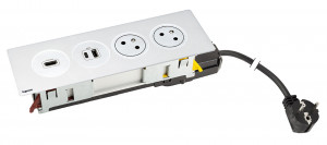 K- LEGRAND Disq'In 2x 230V + 1x USB A/C, HDMI, white/white