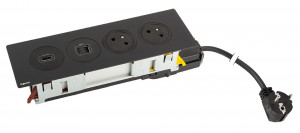 K- LEGRAND Disq'In 2x 230V + 1x USB A/C, HDMI, black/black