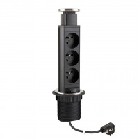 StrongPower electric socket pull-up, 3x 230V, black, FR