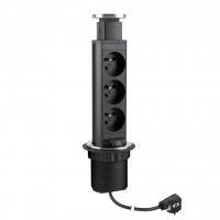 StrongPower Electric pull-out socket, 3x 230V, black, FR