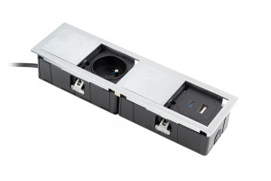 VersaHit Mono combi 1x230V, 1x USB A/C charger, brushed aluminium