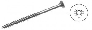 StrongFix Screw PZ 4x60/36 with countersunk head partial thread white zinc PZ2