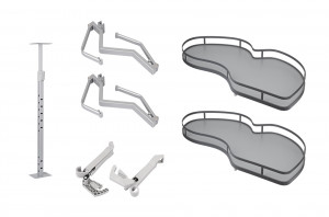 StrongWire corner shelves with dumper style 450mm right -grey bottom/reling grey
