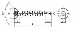 Self-drilling screw TX 4x40 countersunk head zinc white