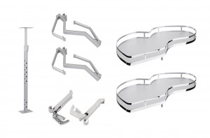 StrongWire pull-out shelves,w. dumper,classic 450mm,L,grey bottom/reiling chrome