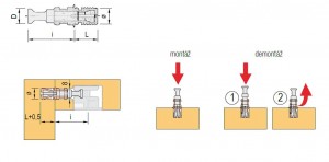 Cam screw-in dowel  for eccentric TE92 Quick (24mm)