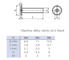 Šroub okrasný DIN 967 M6x50 zinek bílý