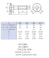 Neck screw M8x60 DIN 603 zinc white
