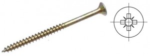 Screw PZ 6x100/60 with countersunk head partial thread yellow zinc PZ3