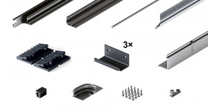 HAWA 31515 Folding Concepta III 20/25, track set 2 doors, right, alum. anodized