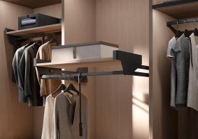 KES Conero pull-down rail with shelf, LW 995-1188mm, 18kg, Black