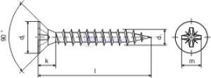Screw PZ 3.5x16 countersunk head zinc white PZ2