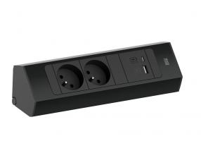 BACHMANN 932.103 Casia 2, 2x230V + 1xUSB A/C black RAL9005