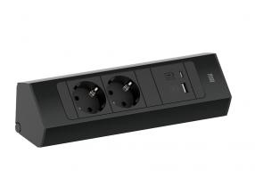 BACHMANN 932.102 Casia 2, 2x230V + 1xUSB A/C black RAL9005 schuko