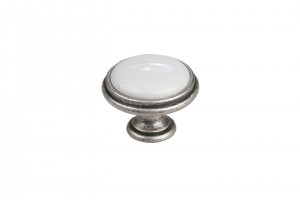 TULIP Knob Margarita antique pewter/porcelain white