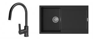 StrongSinks S3 Set Sink Zala 860 860x500mm granite black + tap Loira black