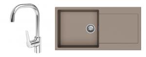 StrongSinks S3 Set dřez Zala 1000 1000x500mm granit hnědá + Baterie Garonne chr.