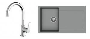 StrongSinks S3 Set Sink Zala 860 860x500mm granite gray + tap Rhona chrome