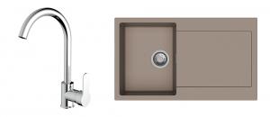 StrongSinks S3 Set dřez Zala 860 860x500mm granit hnědá + Baterie Seina chrom