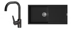 StrongSinks S3 Set Sink Zala 1000 1000x500mm granite black + tap Garonne black