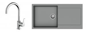 StrongSinks S3 Set Sink Zala 1000 1000x500mm granite gray + tap Rhona chrome